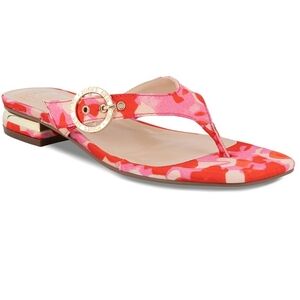 Jones New York Red and Pink Sandals with Gold Accent